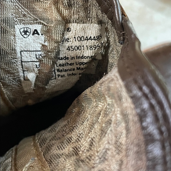 Ariat Kids Cowboy Boots Size 12 Brown Leather Western Aztec Stitch Square Toe - Picture 13 of 15